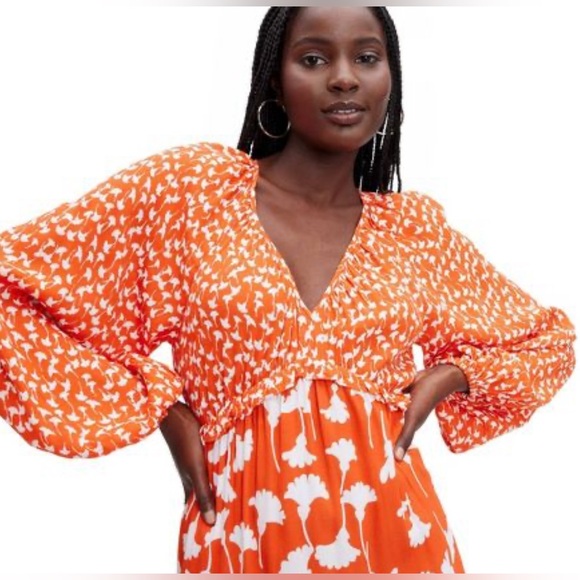 DVF for Target Women’s V-Neck Ginkgo Cherry Tomato Maxi Dress NWT Medium - Picture 3 of 3
